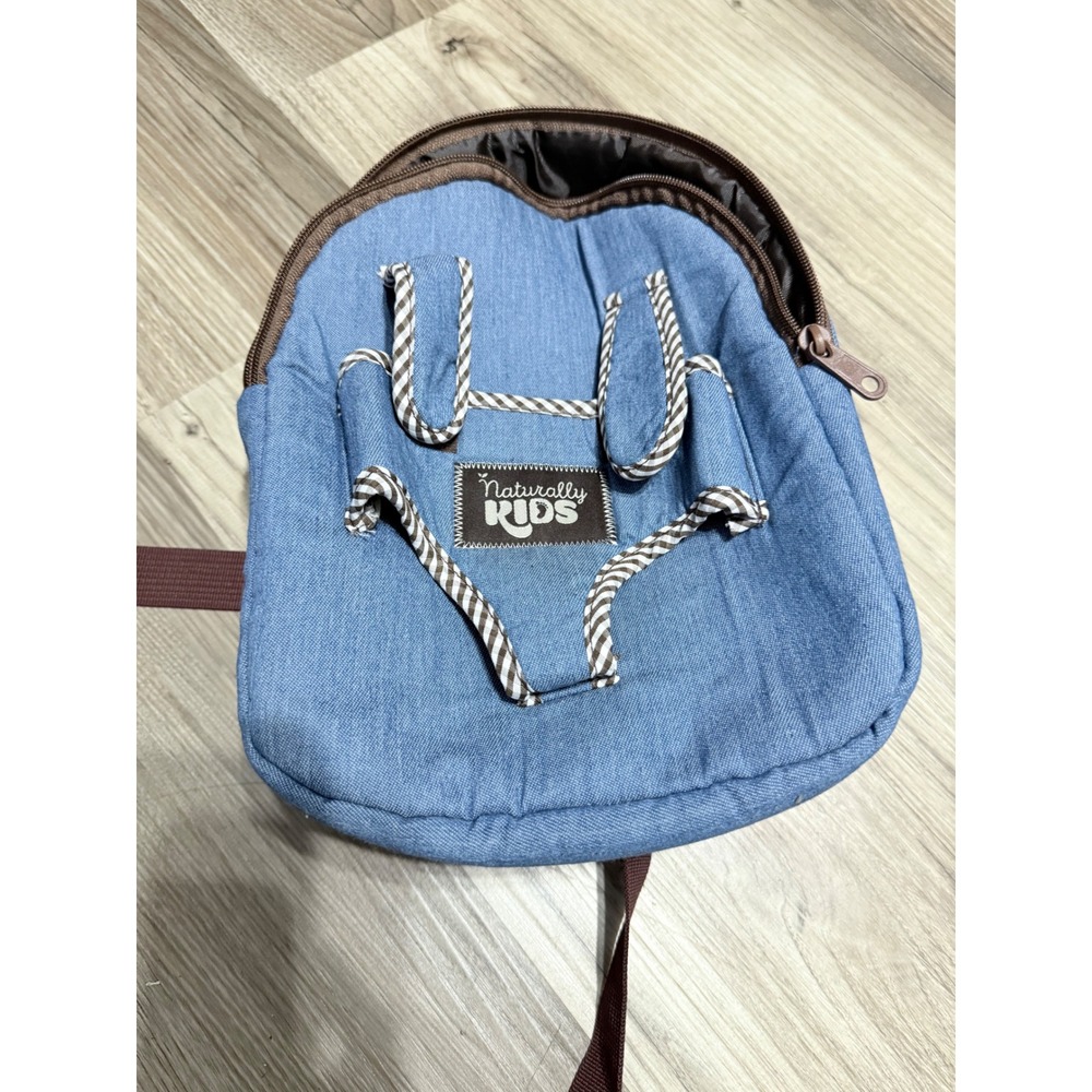 Naturally Kids Blue Denim Mini Backpack Toddler Toy Carrier Bag Light Wash